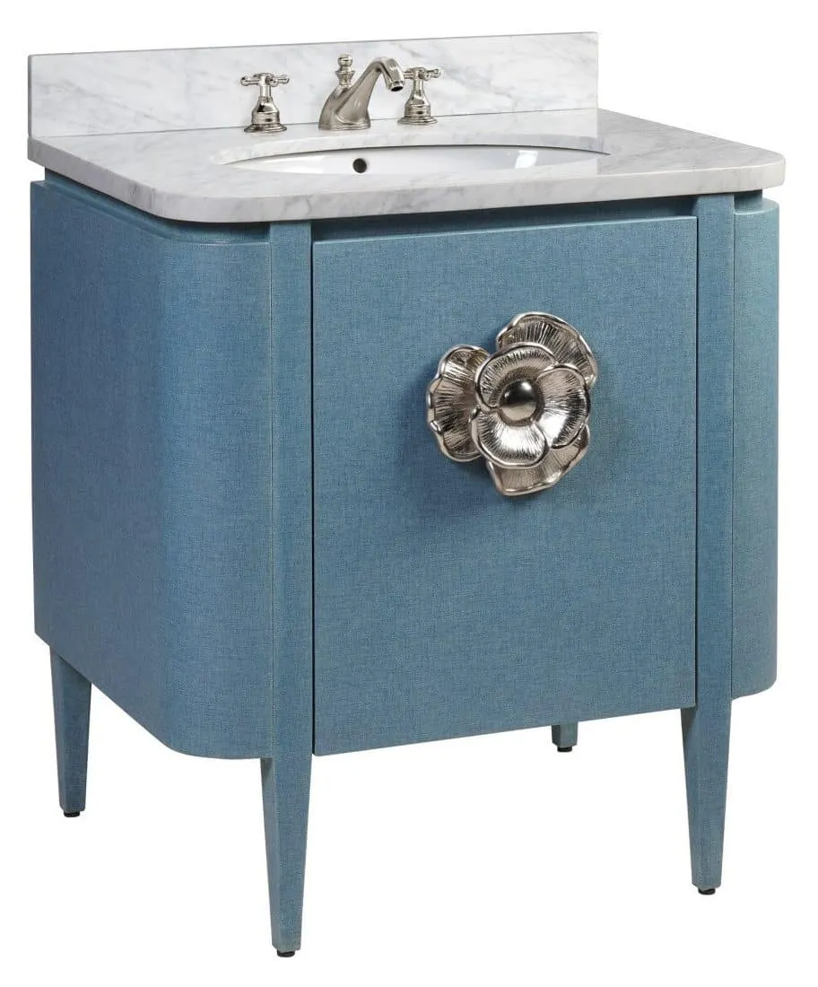 Currey and Company 3800-0005 Briallen 30 inch Blue Linen Vanity with Oval Undermount Sink