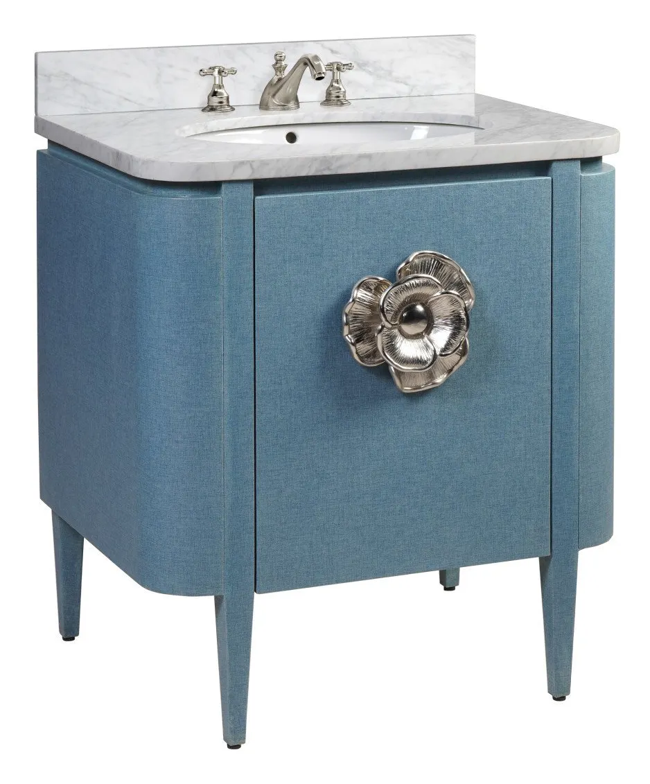 Currey and Company 3800-0005 Briallen 30 inch Blue Linen Vanity with Oval Undermount Sink Currey and Company 3800-0005 Briallen 30 inch Blue Linen Vanity with Oval Undermount Sink
