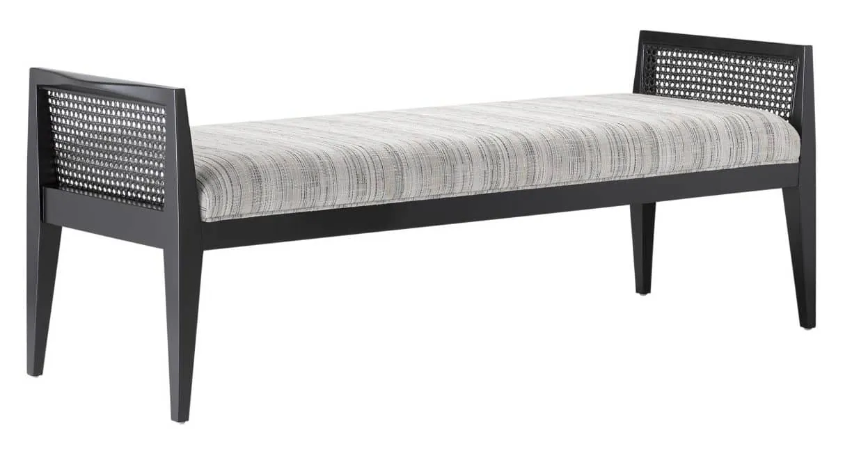 Currey and Company 7000-0362 Teagan Black Bench Attel Ivory
