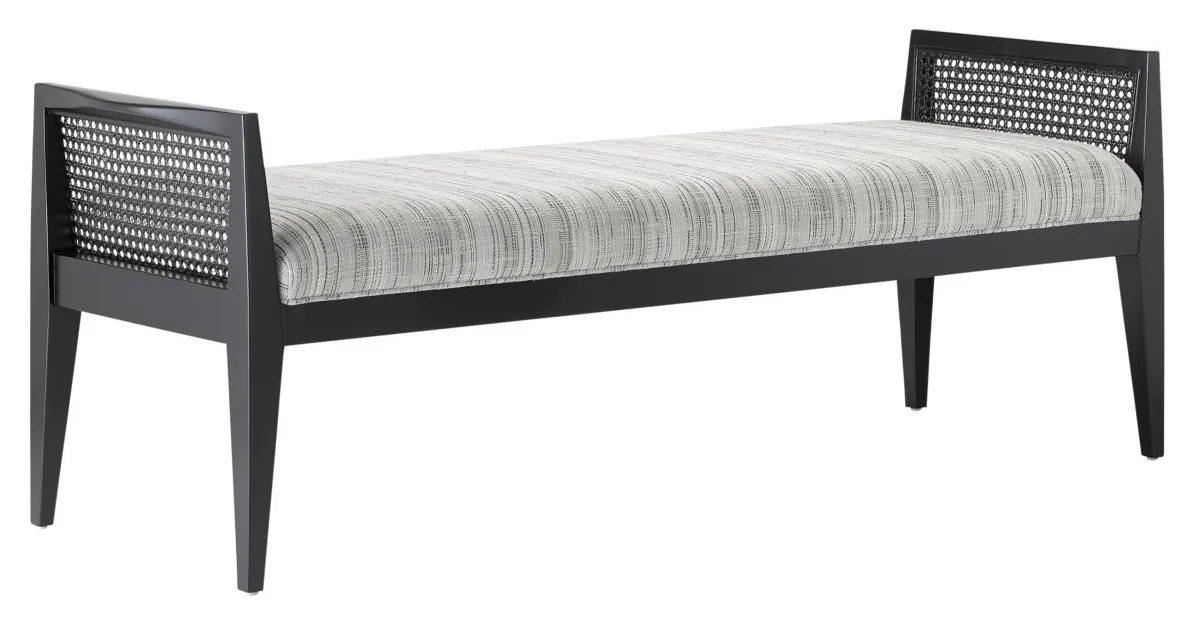 Currey and Company 7000-0362 Teagan Black Bench Attel Ivory Currey and Company 7000-0362 Teagan Black Bench Attel Ivory