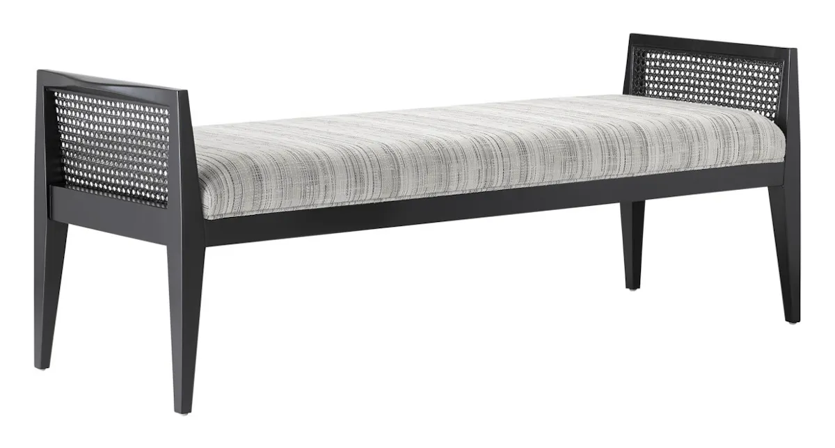 Currey and Company 7000-0362 Teagan Black Bench Attel Ivory Currey and Company 7000-0362 Teagan Black Bench Attel Ivory