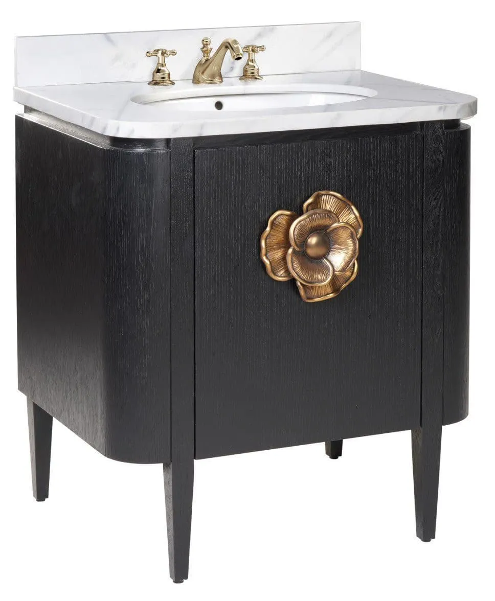 Currey and Company 3800-0003 Briallen 30 inch Black Vanity with Oval Undermount Sink