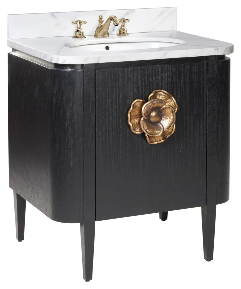 Currey and Company 3800-0003 Briallen 30 inch Black Vanity with Oval Undermount Sink Currey and Company 3800-0003 Briallen 30 inch Black Vanity with Oval Undermount Sink