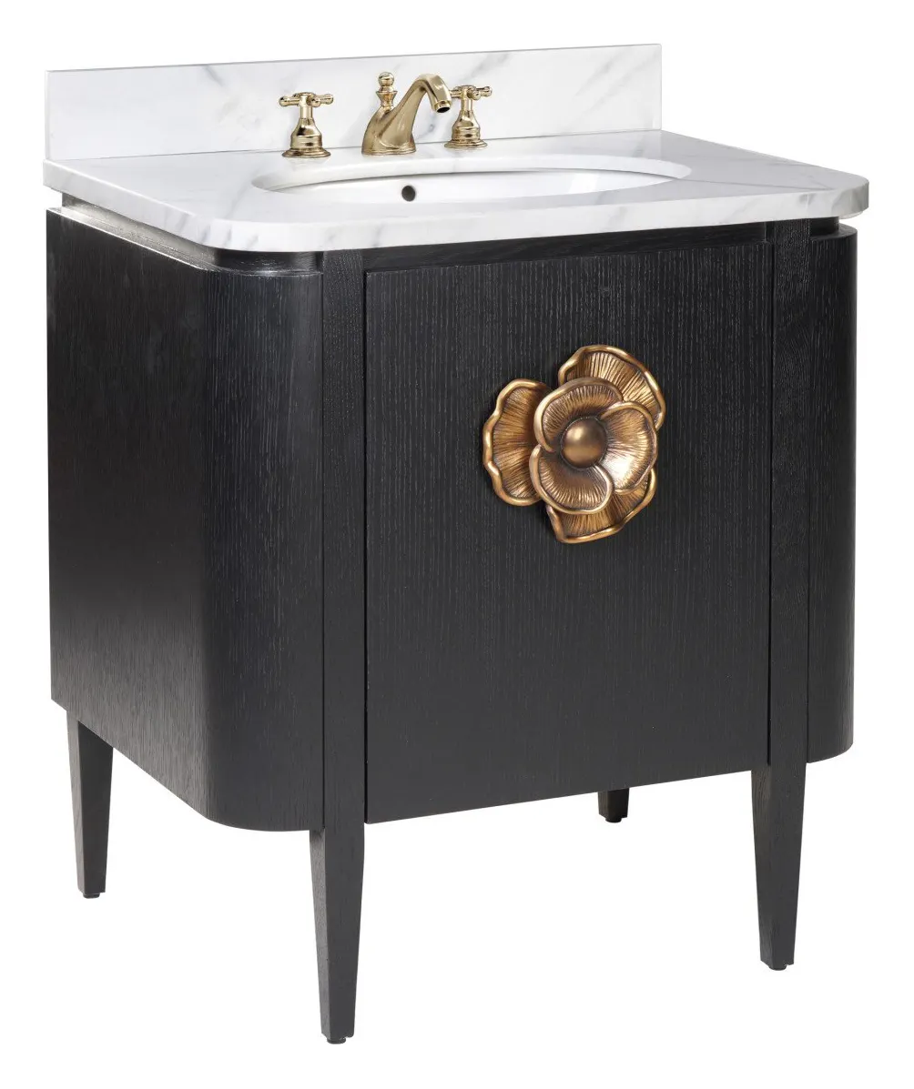 Currey and Company 3800-0003 Briallen 30 inch Black Vanity with Oval Undermount Sink Currey and Company 3800-0003 Briallen 30 inch Black Vanity with Oval Undermount Sink