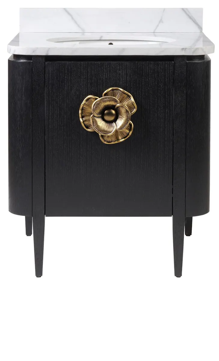 Currey and Company 3800-0003 Briallen 30 inch Black Vanity with Oval Undermount Sink Currey and Company 3800-0003 Briallen 30 inch Black Vanity with Oval Undermount Sink