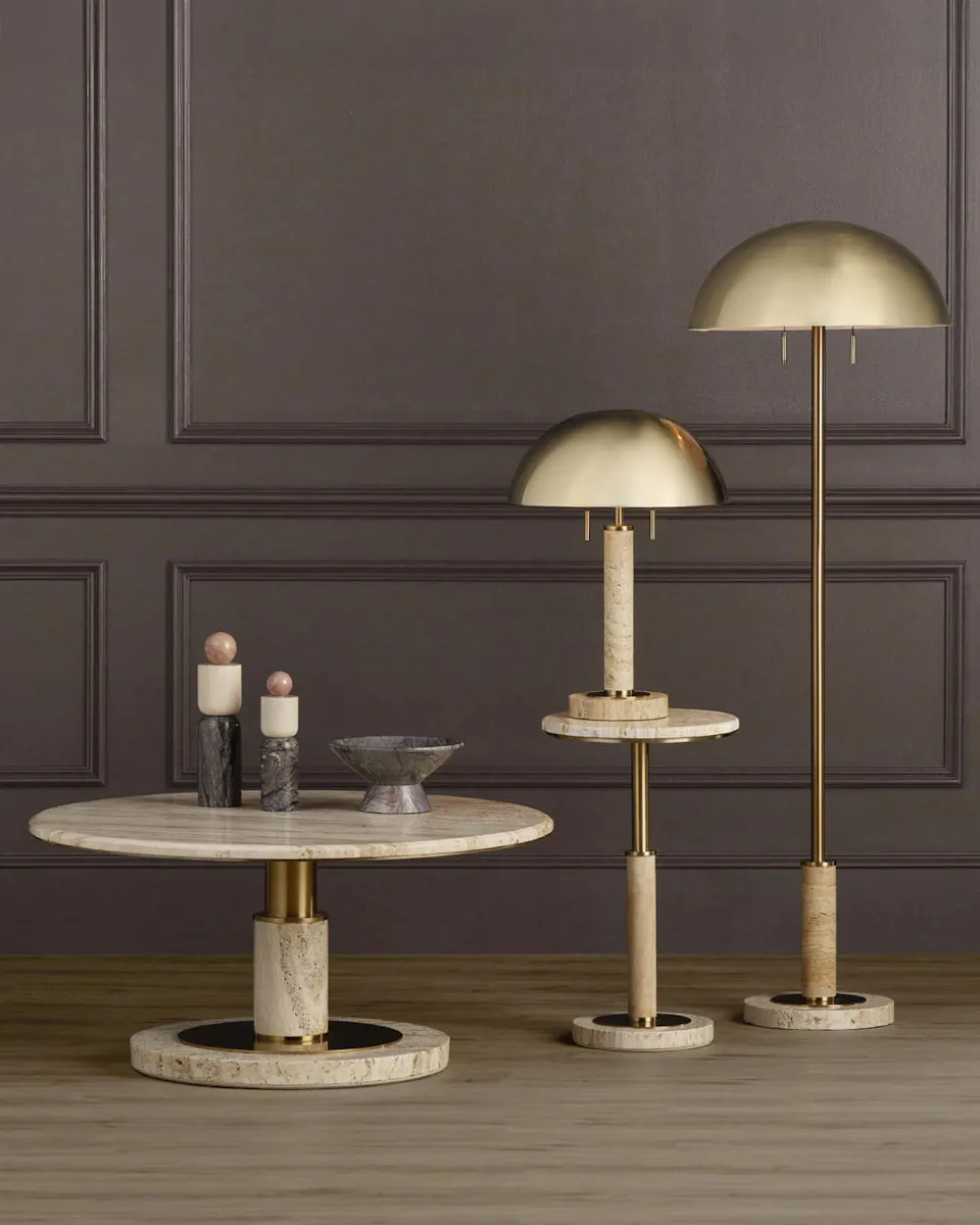 Currey and Company 4000-0183 Miles Travertine Accent Table Currey and Company 4000-0183 Miles Travertine Accent Table
