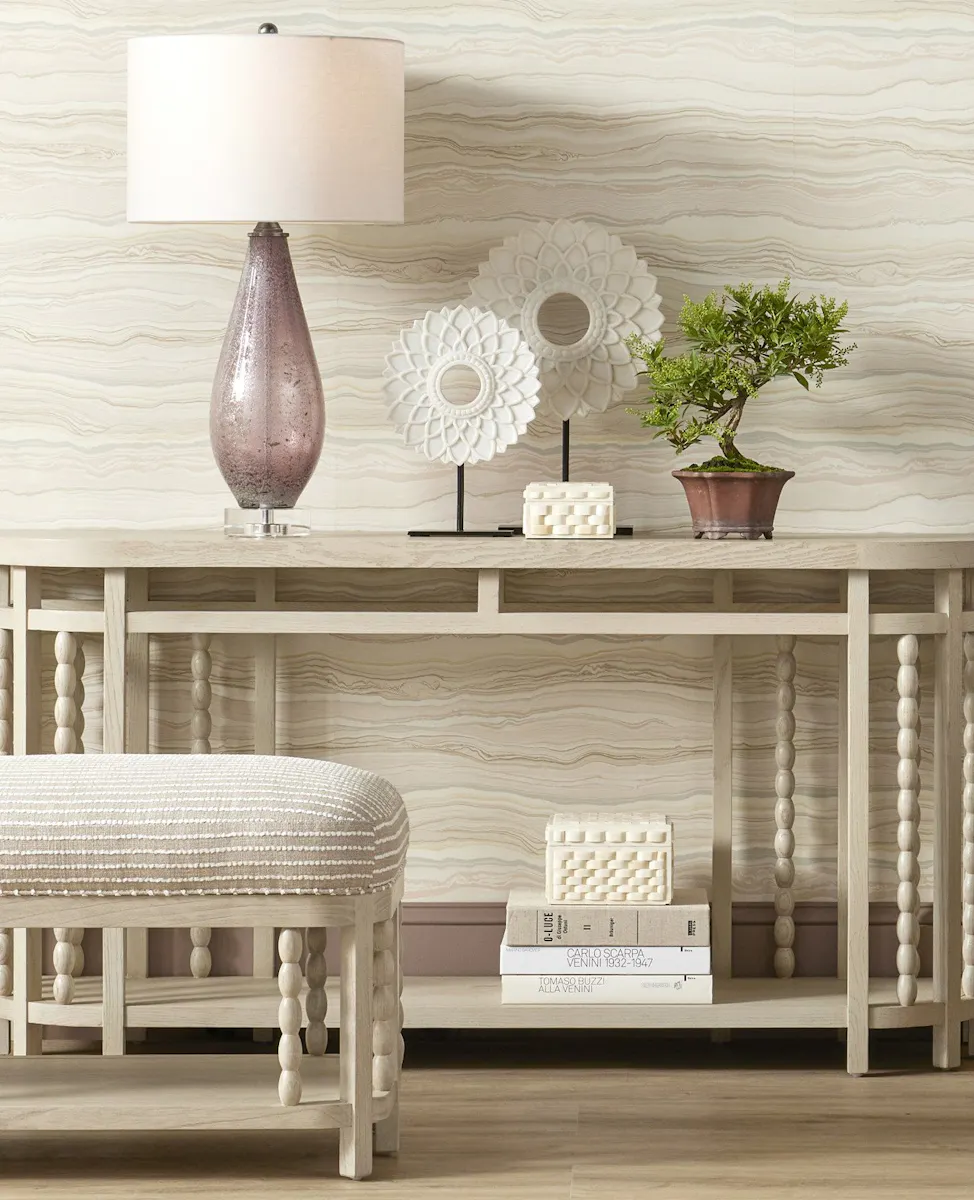 Currey and Company 7000-0672 Norene Gray Bench Demetria Parchment Currey and Company 7000-0672 Norene Gray Bench Demetria Parchment