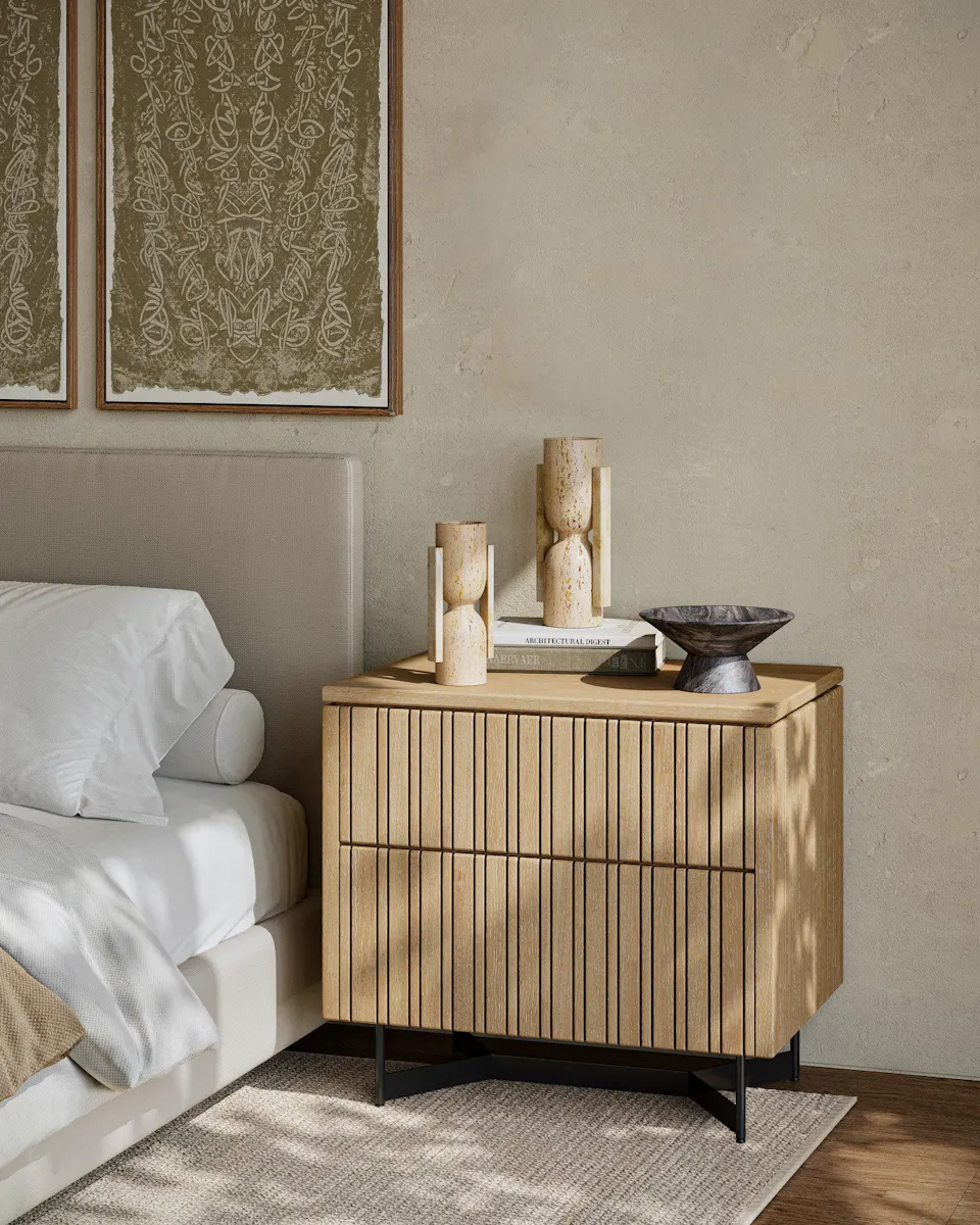 Currey and Company 3000-0292 Indeo Washed Oak Nightstand Currey and Company 3000-0292 Indeo Washed Oak Nightstand