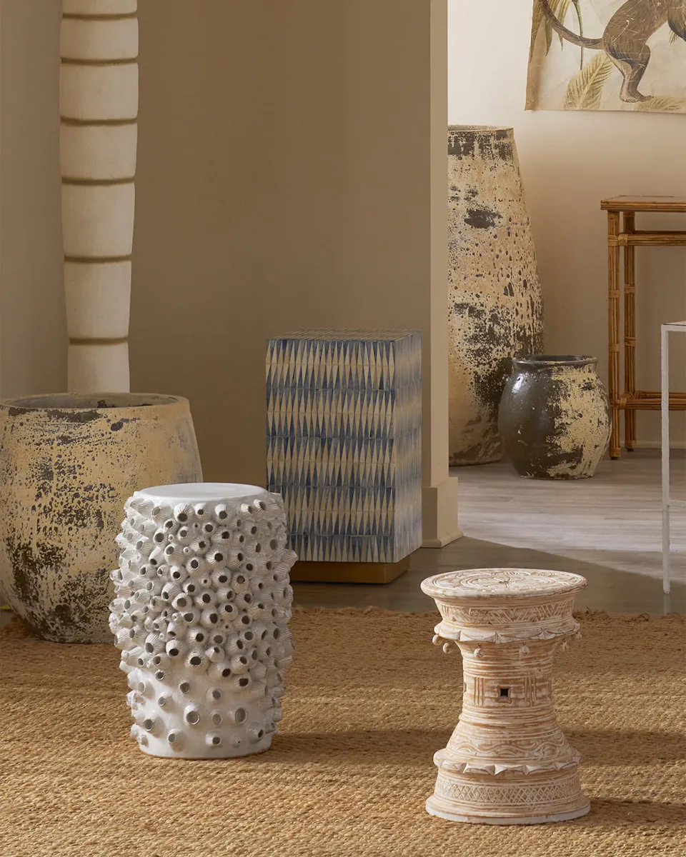 Currey and Company 3000-0253 Nadene Blue and White Accent Table Currey and Company 3000-0253 Nadene Blue and White Accent Table