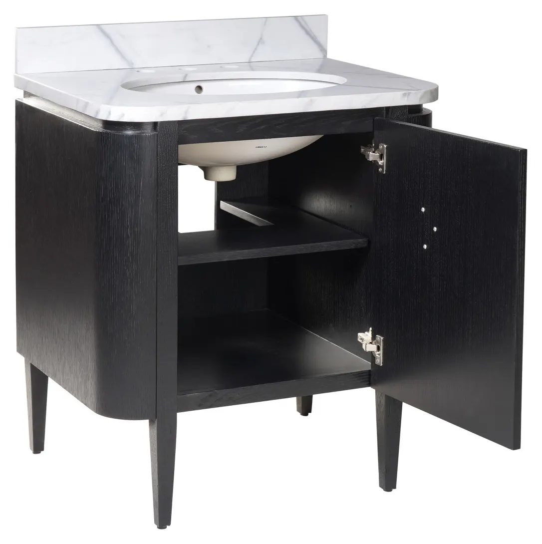 Currey and Company 3800-0003 Briallen 30 inch Black Vanity with Oval Undermount Sink Currey and Company 3800-0003 Briallen 30 inch Black Vanity with Oval Undermount Sink