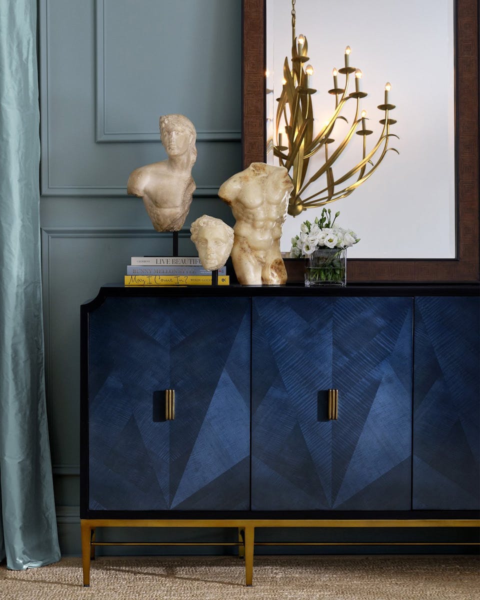 Currey and Company 3000-0247 Kallista Blue Credenza Currey and Company 3000-0247 Kallista Blue Credenza