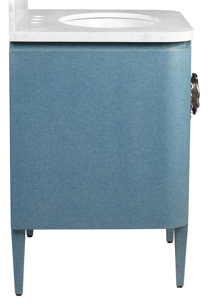 Currey and Company 3800-0005 Briallen 30 inch Blue Linen Vanity with Oval Undermount Sink Currey and Company 3800-0005 Briallen 30 inch Blue Linen Vanity with Oval Undermount Sink