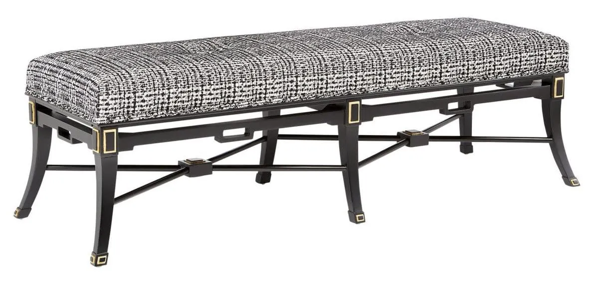 Currey and Company 7000-0492 Scarlett Black Bench Marrazzo Tuxedo
