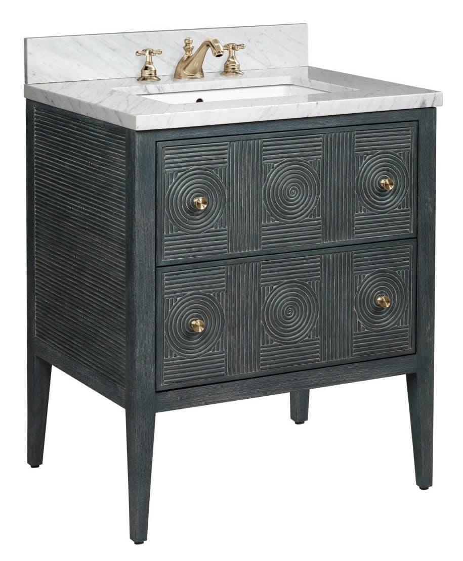 Currey and Company 3800-0009 Santos 28 inch Vintage Navy Vanity with Rectangular Undermount Sink