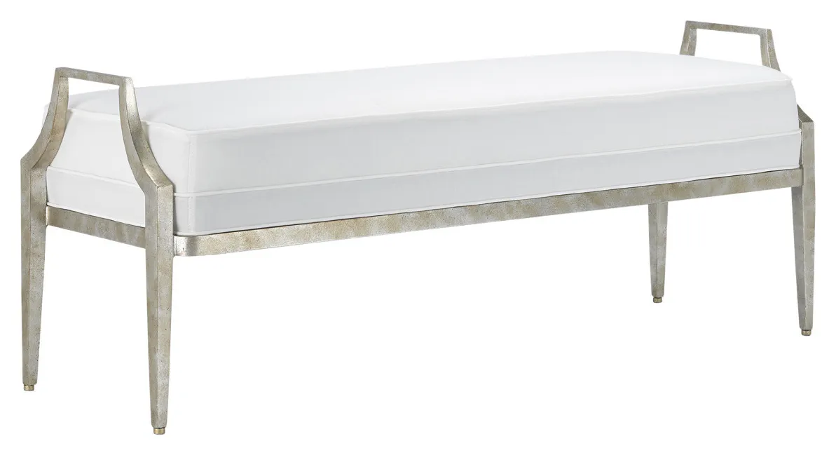 Currey and Company 7000-1181 Torrey Silver Bench Muslin Currey and Company 7000-1181 Torrey Silver Bench Muslin