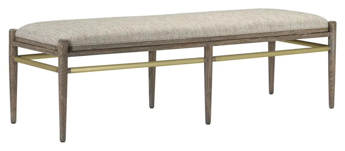 Currey and Company 7000-0302 Visby Light Pepper Bench Calcutta Linen Currey and Company 7000-0302 Visby Light Pepper Bench Calcutta Linen