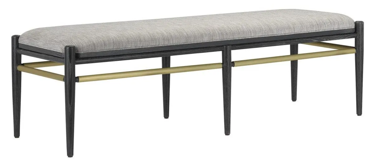 Currey and Company 7000-0312 Visby Black Bench Arita Smoke