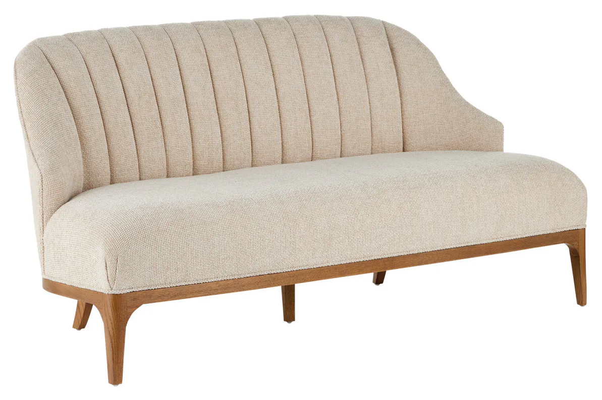 Currey and Company 7000-0772 Inga Settee Crhom Nona Oatmeal Currey and Company 7000-0772 Inga Settee Crhom Nona Oatmeal