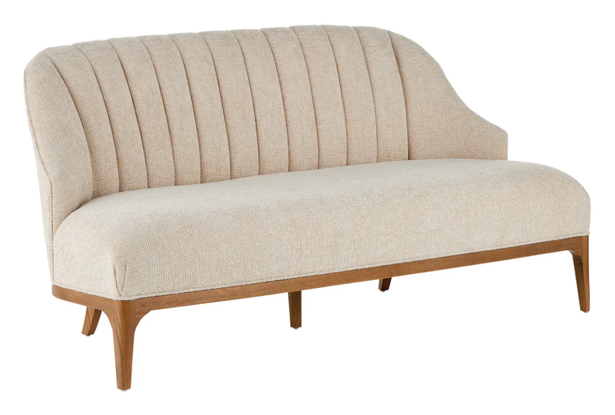 Currey and Company 7000-0772 Inga Settee Crhom Nona Oatmeal Currey and Company 7000-0772 Inga Settee Crhom Nona Oatmeal