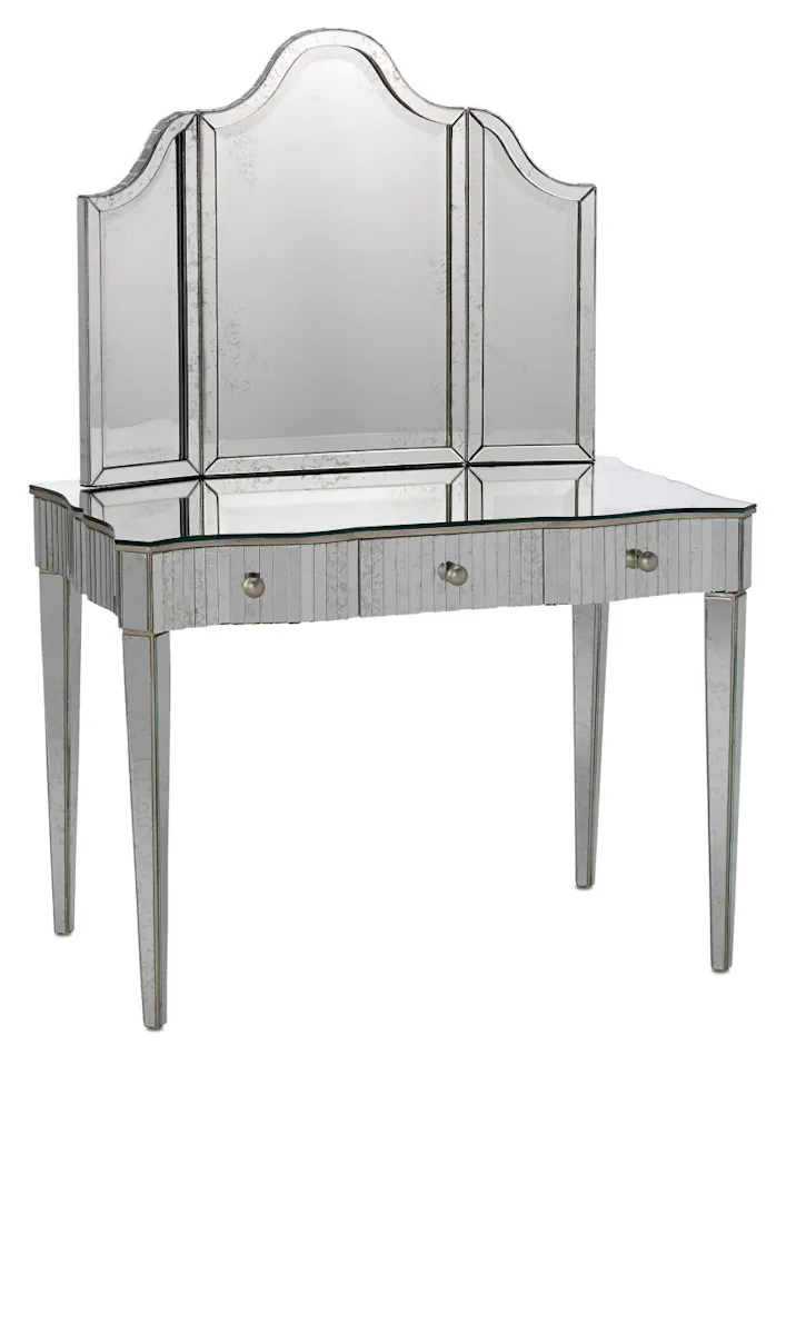 Currey and Company 4004 Gilda Silver Vanity Table Currey and Company 4004 Gilda Silver Vanity Table