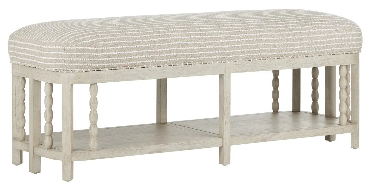 Currey and Company 7000-0672 Norene Gray Bench Demetria Parchment Currey and Company 7000-0672 Norene Gray Bench Demetria Parchment