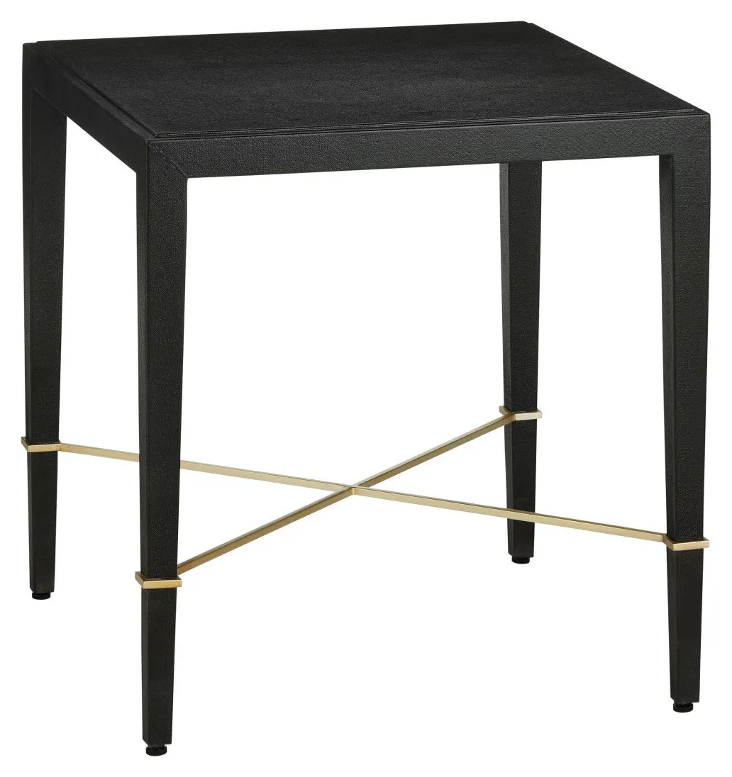 Currey and Company 3000-0296 Verona Black Linen End Table Currey and Company 3000-0296 Verona Black Linen End Table