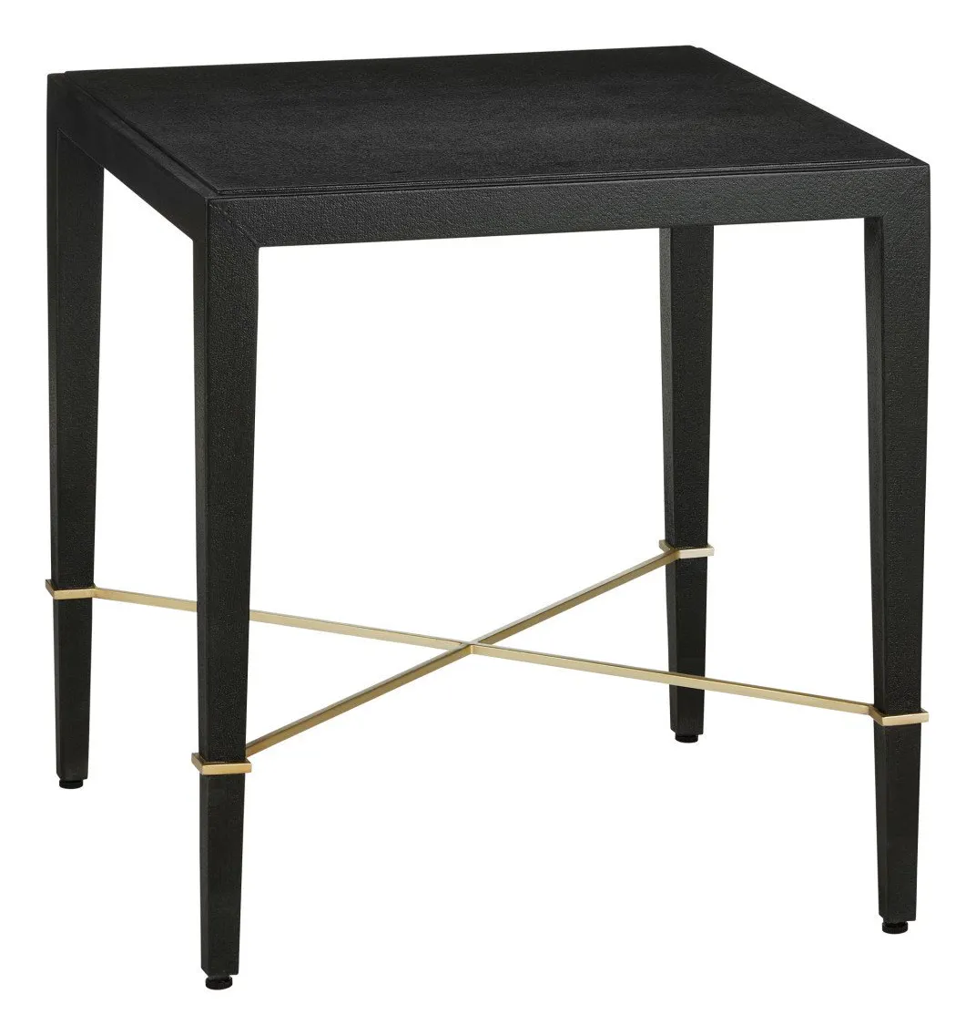 Currey and Company 3000-0296 Verona Black Linen End Table Currey and Company 3000-0296 Verona Black Linen End Table