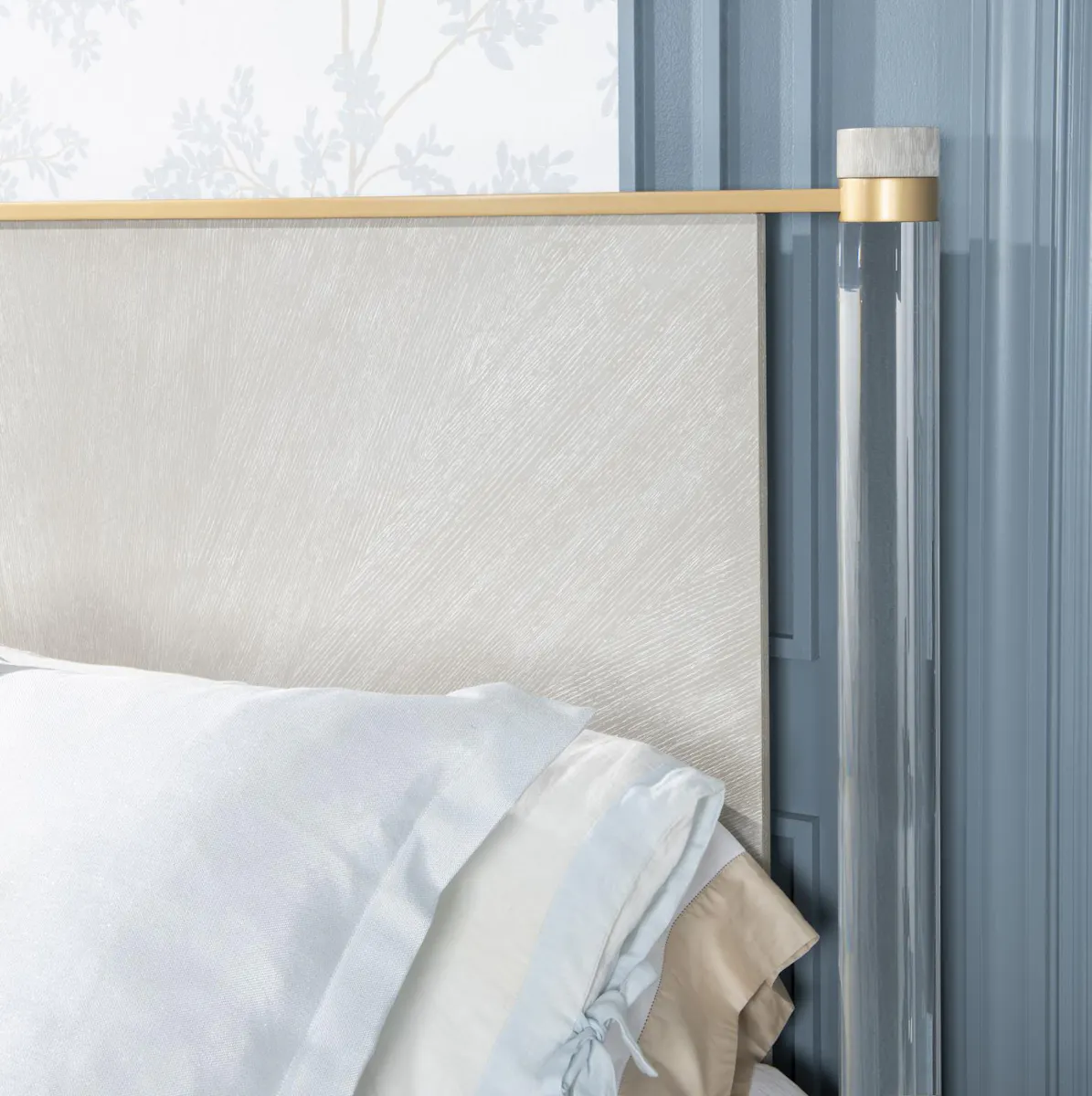 3300-4105AK Complete Panel Bed Acrylic Posts Wood Caps Queen 3300-4105AK Complete Panel Bed Acrylic Posts Wood Caps Queen
