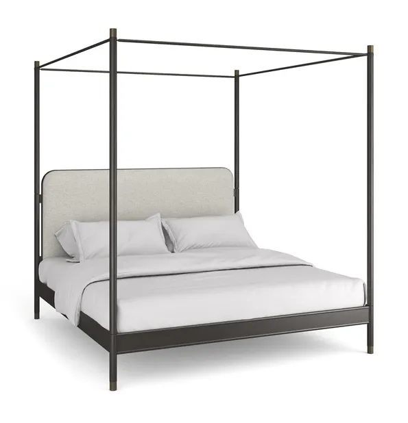 Caracole Furniture CLA-024-126 Campaign King Bed with Canopy Caracole Furniture CLA-024-126 Campaign King Bed with Canopy