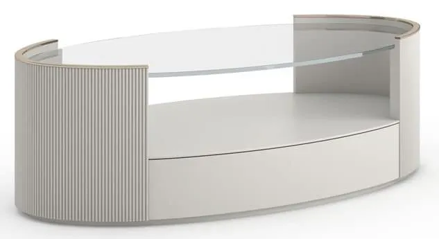 Caracole Furniture CLA-024-405 Love Oval Cocktail Table Matte Pearl