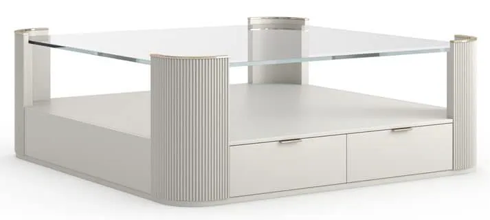 Caracole Furniture CLA-024-406 Love Square Cocktail Table Matte Pearl