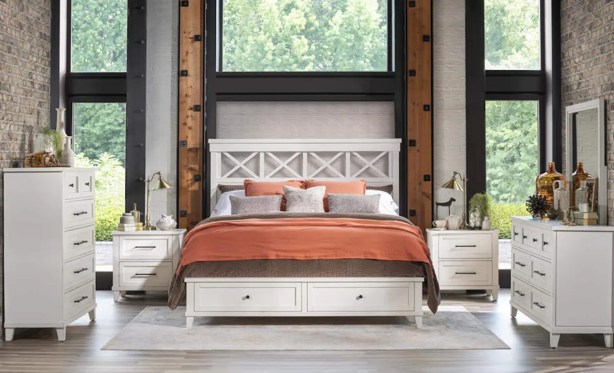 TY4421-4125K Complete Panel Bed With Storage Footboard Queen TY4421-4125K Complete Panel Bed With Storage Footboard Queen