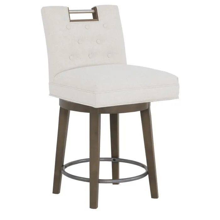 Fairfield 1262-C8 Nickel Metal Pull Short Button Back Swivel Counter Stool