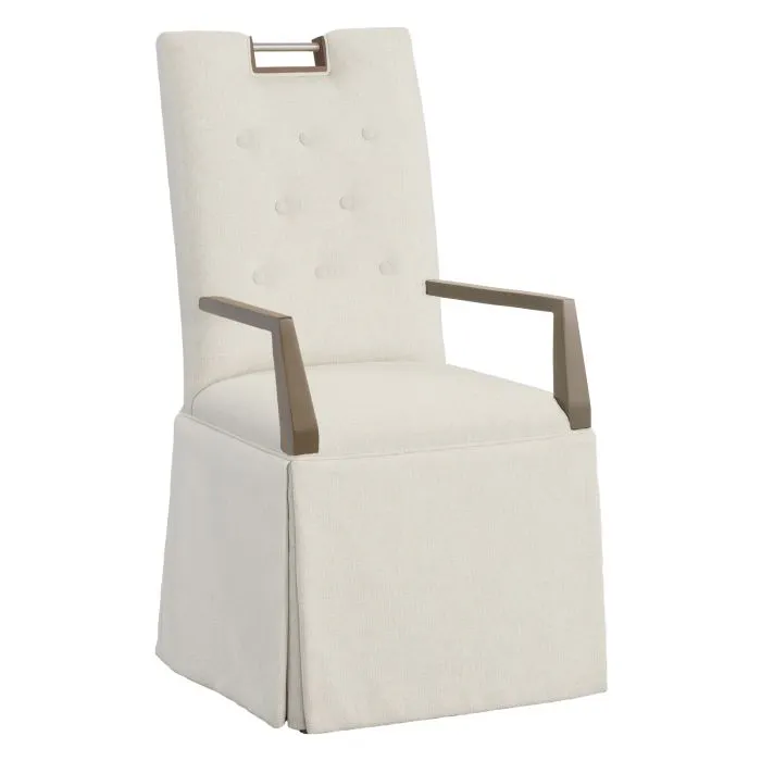 Fairfield 1267-04 Nickel Metal Pull Tall Button Back Skirted Arm Chair