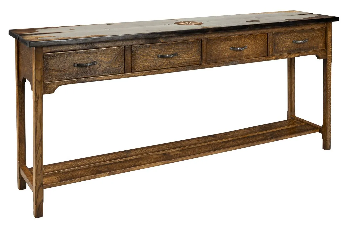 Green Gables Furniture TW215 Tradewinds Harker’s Island 4 Drawer Console Table with Shelf
