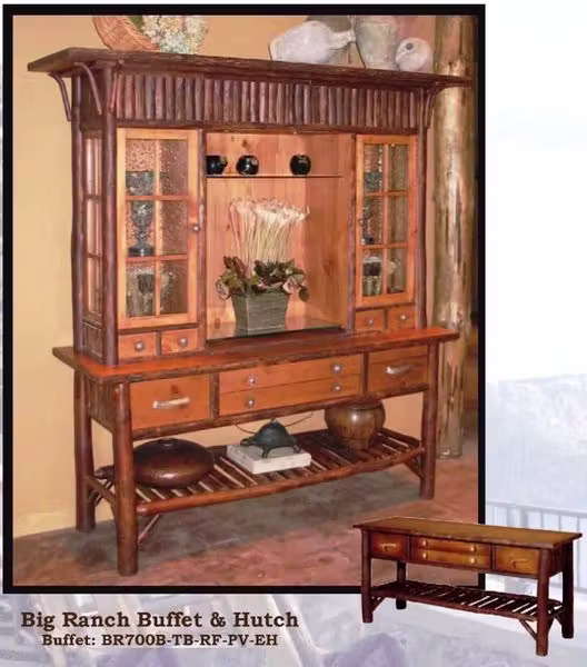 Old Hickory Furniture BR800H-700B Big Ranch China Hutch & Buffet Old Hickory Furniture BR800H-700B Big Ranch China Hutch & Buffet