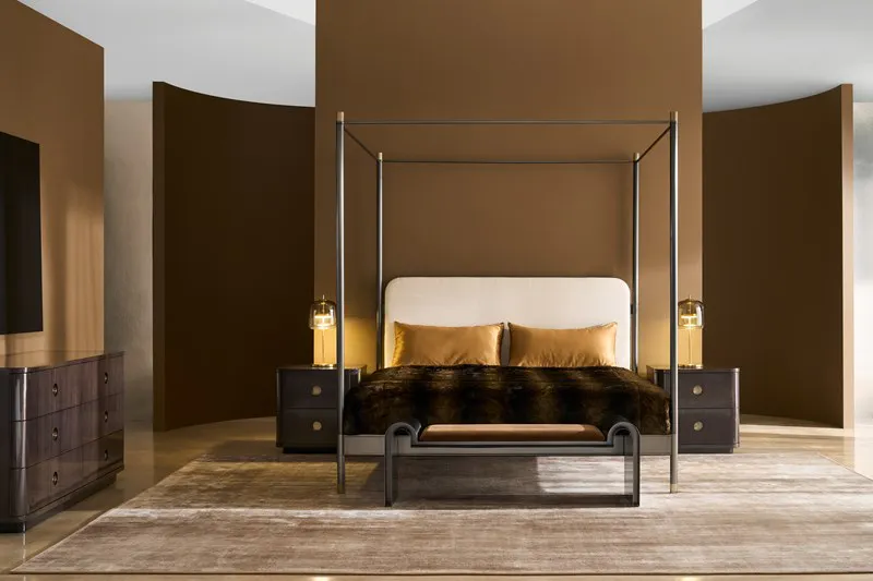 Caracole Furniture CLA-024-126 Campaign King Bed with Canopy Caracole Furniture CLA-024-126 Campaign King Bed with Canopy