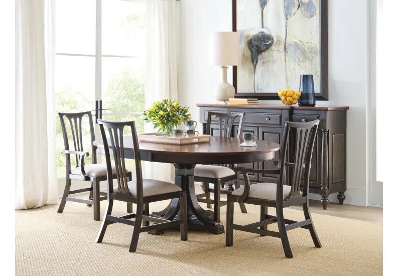 Kincaid Furniture 487-701BP Bromefield Round Dining Table Black Complete Kincaid Furniture 487-701BP Bromefield Round Dining Table Black Complete