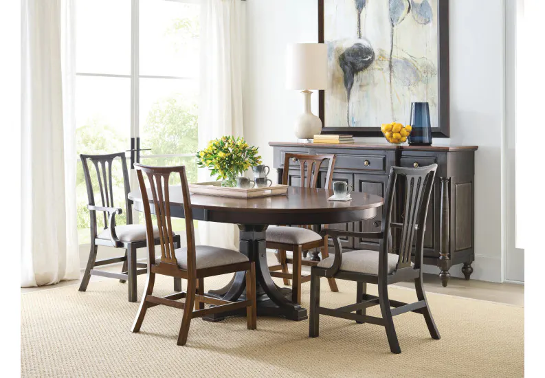 Kincaid Furniture 487-701BP Bromefield Round Dining Table Black Complete Kincaid Furniture 487-701BP Bromefield Round Dining Table Black Complete
