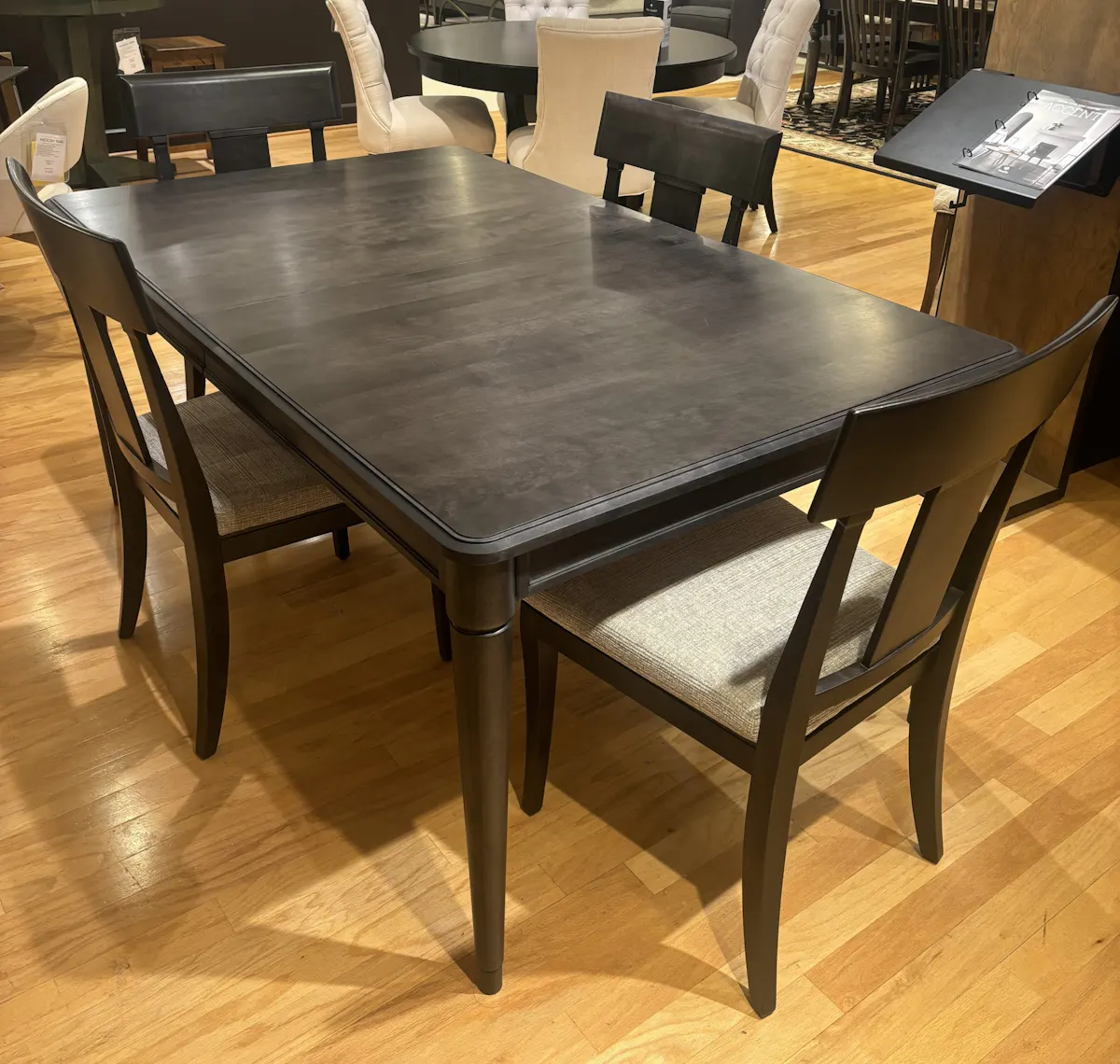 Canadel TRE-0-4268-0909 Smoke Finish Rectangular Dining Table and Chairs Canadel TRE-0-4268-0909 Smoke Finish Rectangular Dining Table and Chairs