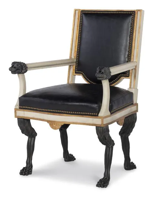 Century Furniture TS-CCA-3154-6-V1 Robert Arm Chair Black Leather Stocked Century Furniture TS-CCA-3154-6-V1 Robert Arm Chair Black Leather Stocked