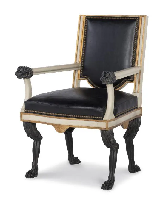 Century Furniture TS-CCA-3154-6-V1 Robert Arm Chair Black Leather Stocked Century Furniture TS-CCA-3154-6-V1 Robert Arm Chair Black Leather Stocked