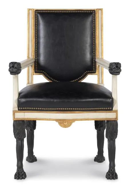 Century Furniture TS-CCA-3154-6-V1 Robert Arm Chair Black Leather Stocked Century Furniture TS-CCA-3154-6-V1 Robert Arm Chair Black Leather Stocked