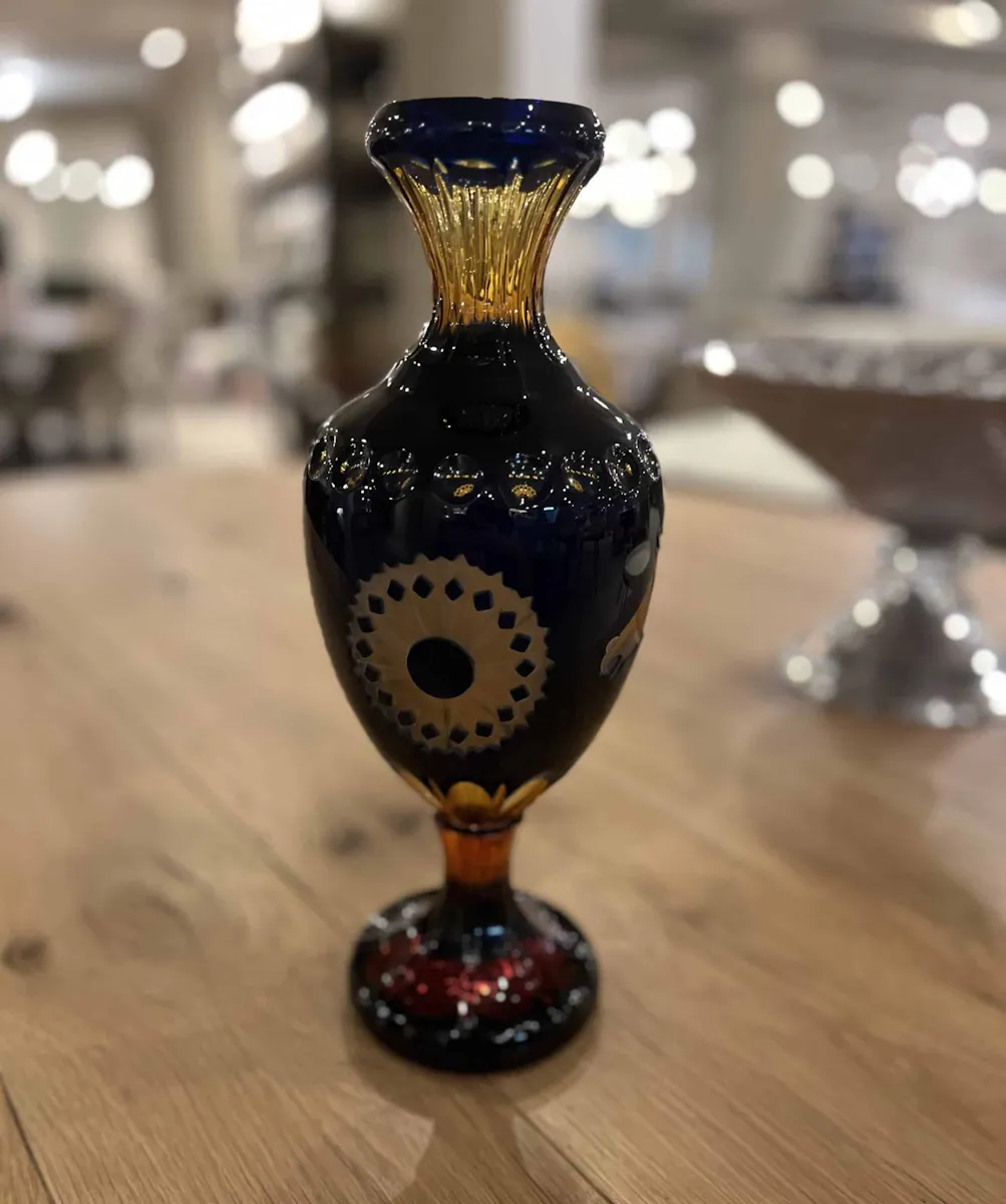 Maitland-Smith 8362-21/180 Amber & Blue Crystal Vase Maitland-Smith 8362-21/180 Amber & Blue Crystal Vase