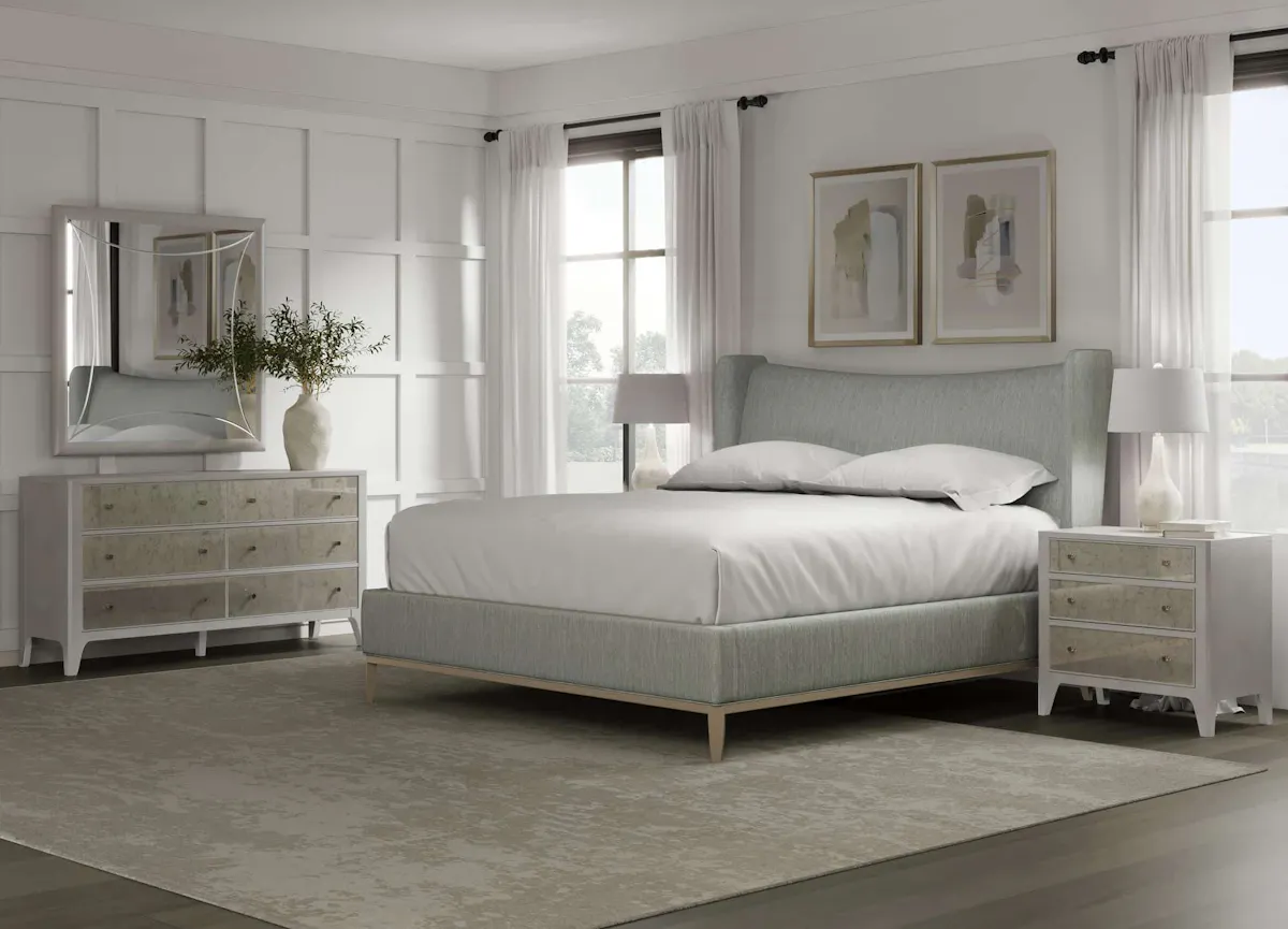 ART Furniture 413135-2743H8 Edwin Queen Wing Shelter Uph Bed Celery ART Furniture 413135-2743H8 Edwin Queen Wing Shelter Uph Bed Celery