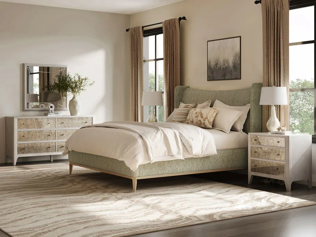 ART Furniture 413136-2743H8 Edwin King Wing Shelter Upholstered Bed Celery ART Furniture 413136-2743H8 Edwin King Wing Shelter Upholstered Bed Celery