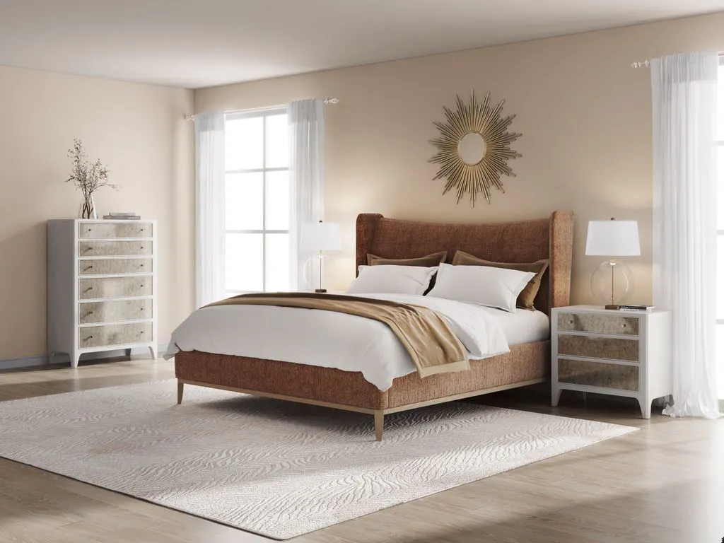 ART Furniture 413136-2743H7 Edwin King Wing Shelter Upholstered Bed Suede ART Furniture 413136-2743H7 Edwin King Wing Shelter Upholstered Bed Suede