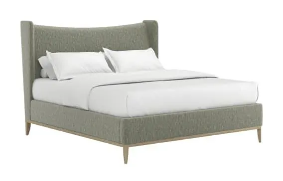 ART Furniture 413135-2743H8 Edwin Queen Wing Shelter Uph Bed Celery