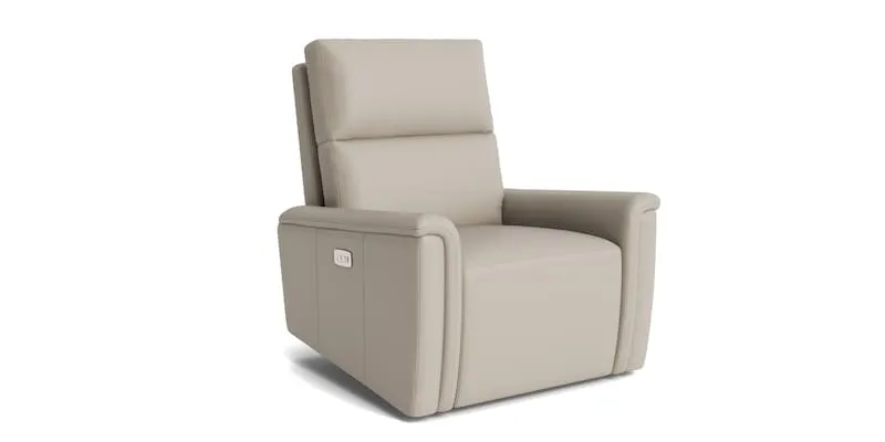 Bassett Furniture 1119-9L-53 Harris Leather Pad Arm Swivel Glider Power Recliner