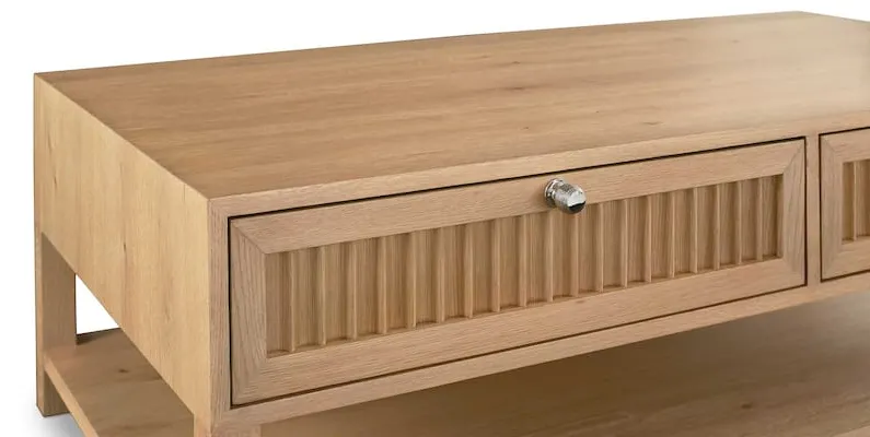 Bassett Furniture 6544-0613 Newbury Ribbed Drawer Cocktail Table Bassett Furniture 6544-0613 Newbury Ribbed Drawer Cocktail Table